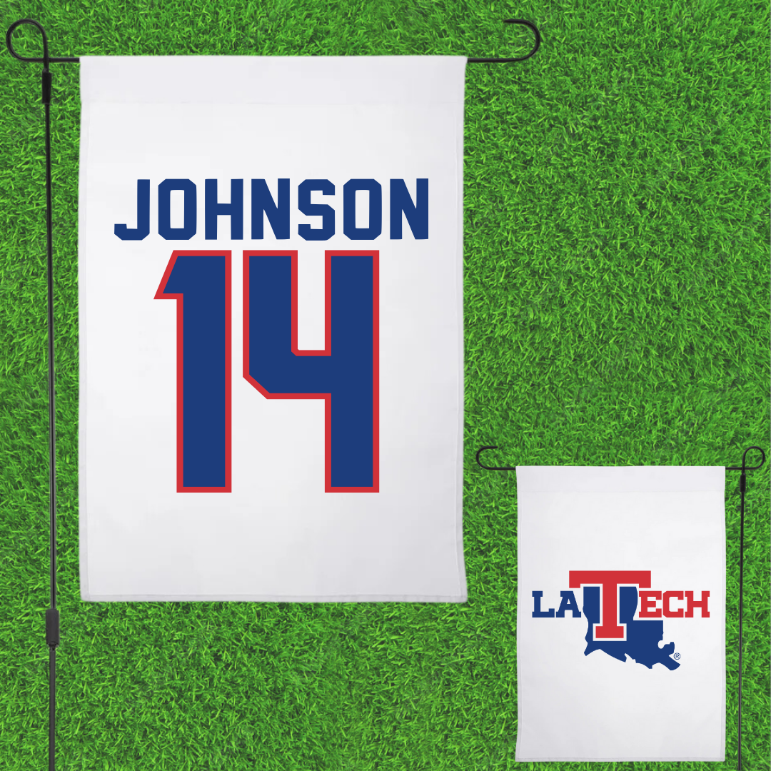 Louisiana Tech University Volleyball White Garden Flag - #14 McKenzie Johnson