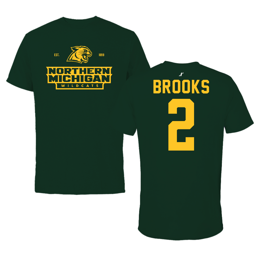 Northern Michigan University Basketball Forest Green General Tee - #2 Riley Brooks