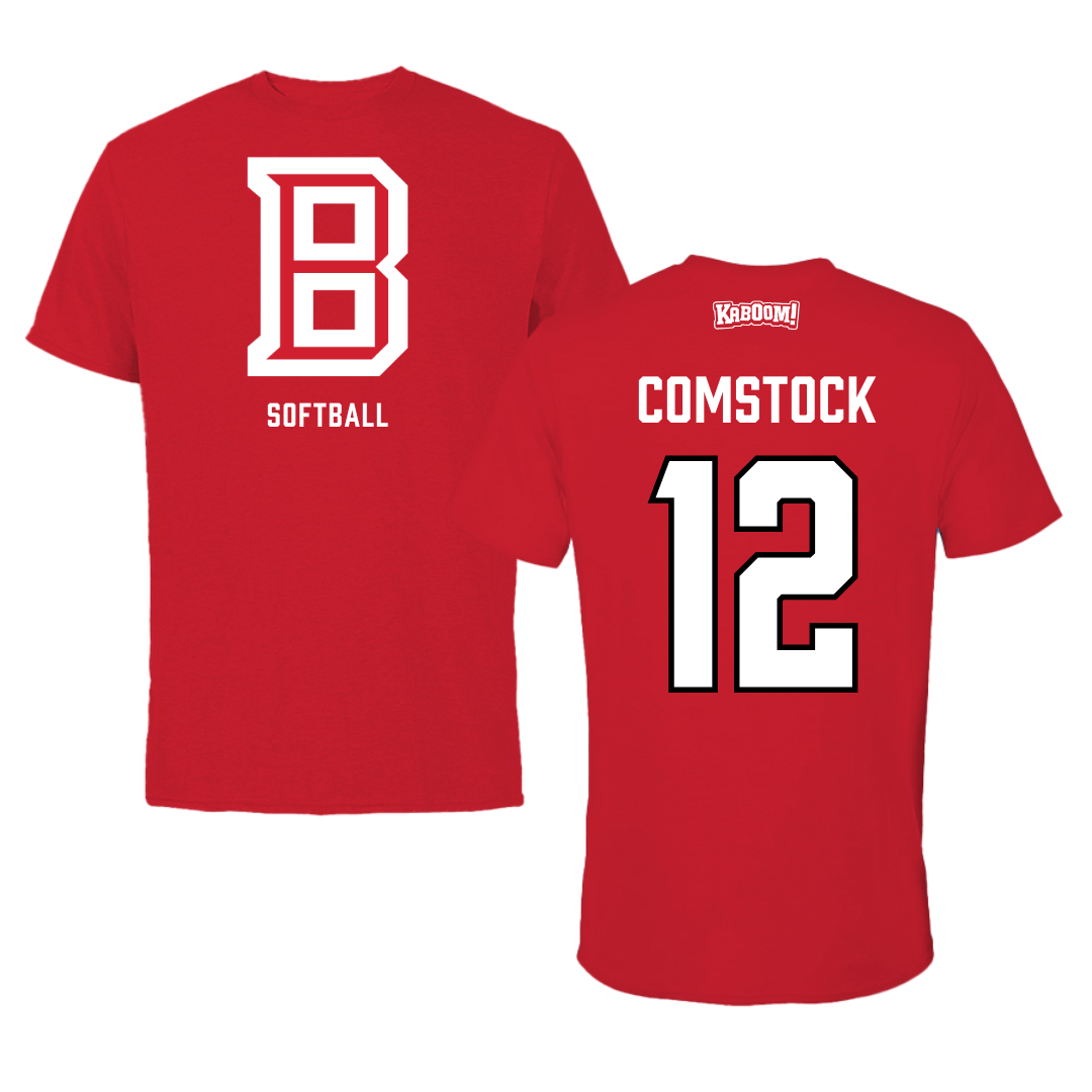 Bradley University Softball Red Block Performance Tee - #12 Austin Comstock