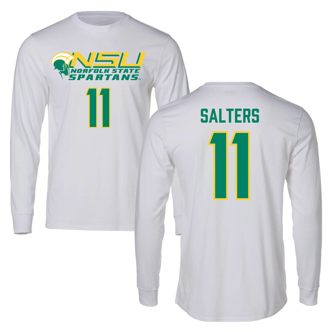 Norfolk State University Baseball White Performance Long Sleeve - #11 Ian Salters