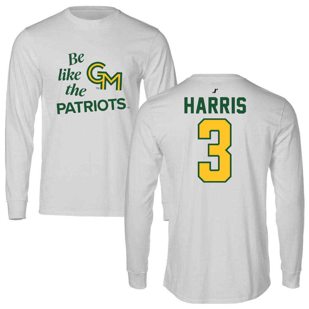 George Mason University Basketball Light Gray Be Like Us Performance Long Sleeve - #3 Kennedy Harris