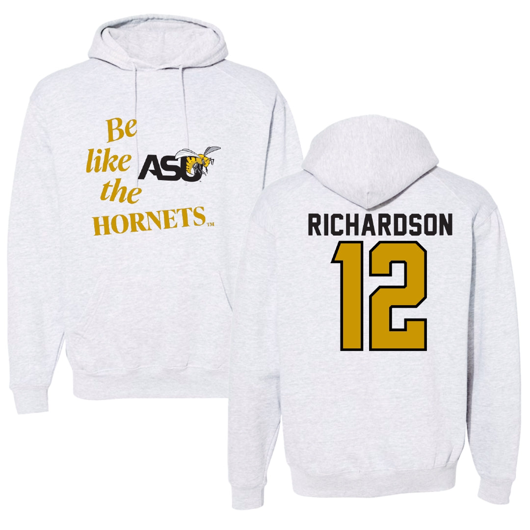 Alabama State University Softball Light Gray Be Like Us Hoodie - #12 Leah Richardson