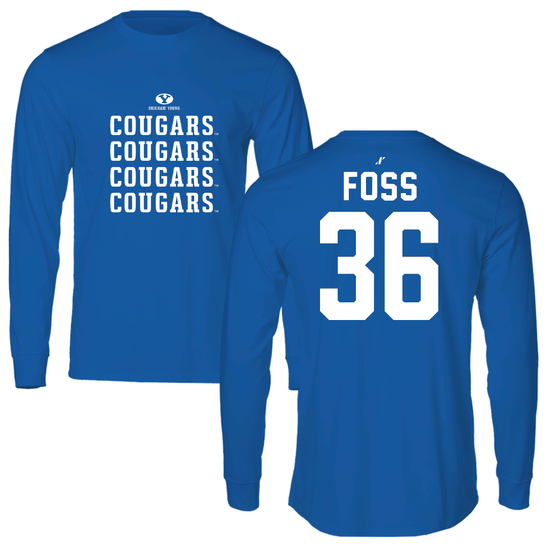 Brigham Young University Baseball Blue General Performance Long Sleeve - #36 Carter Foss