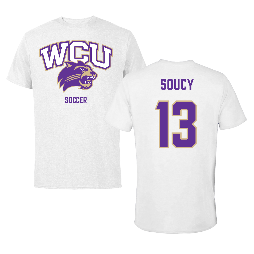 Western Carolina University Soccer White Tee - #13 Emma Soucy