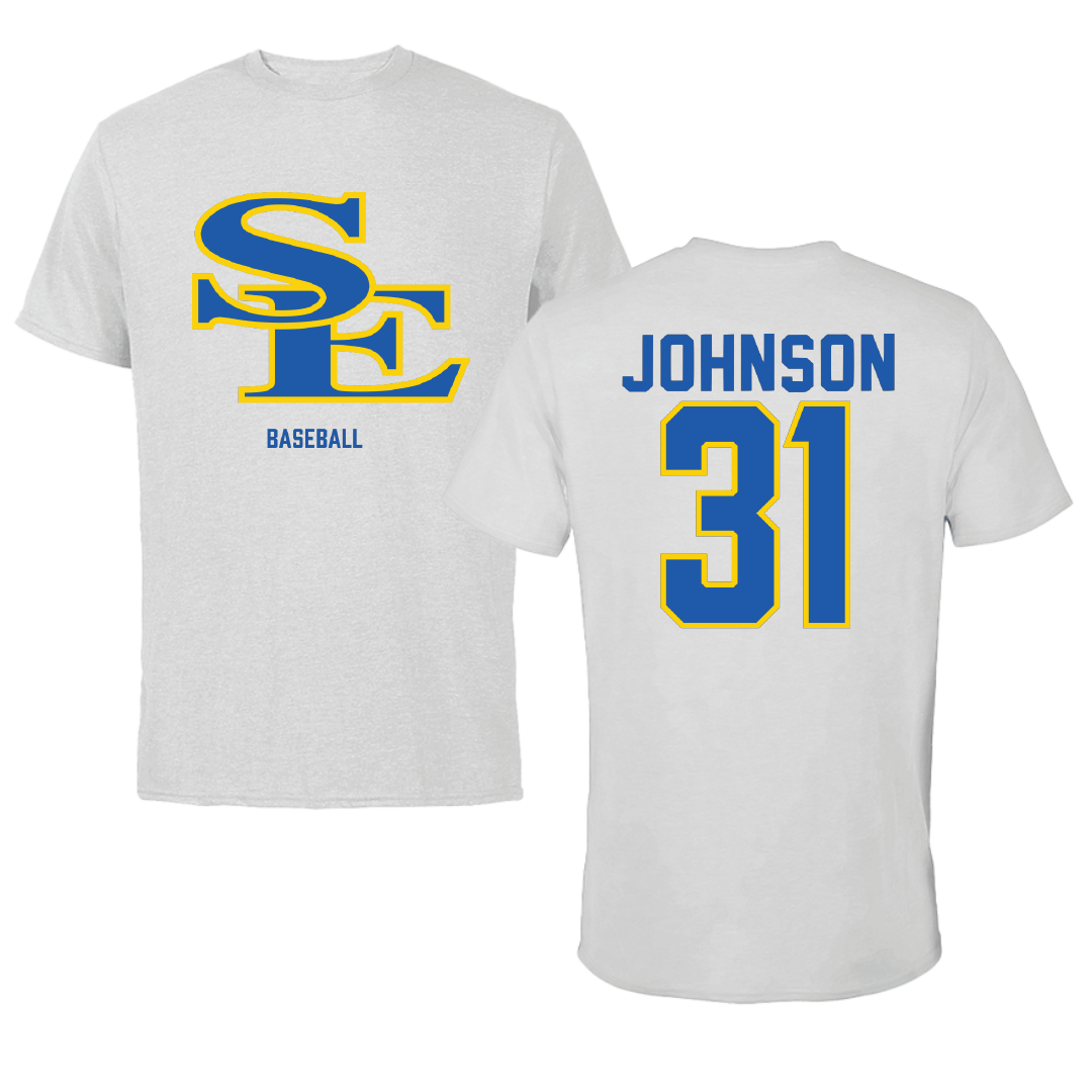 Southeastern Oklahoma State University Baseball Light Gray Tee - #31 Luke Johnson