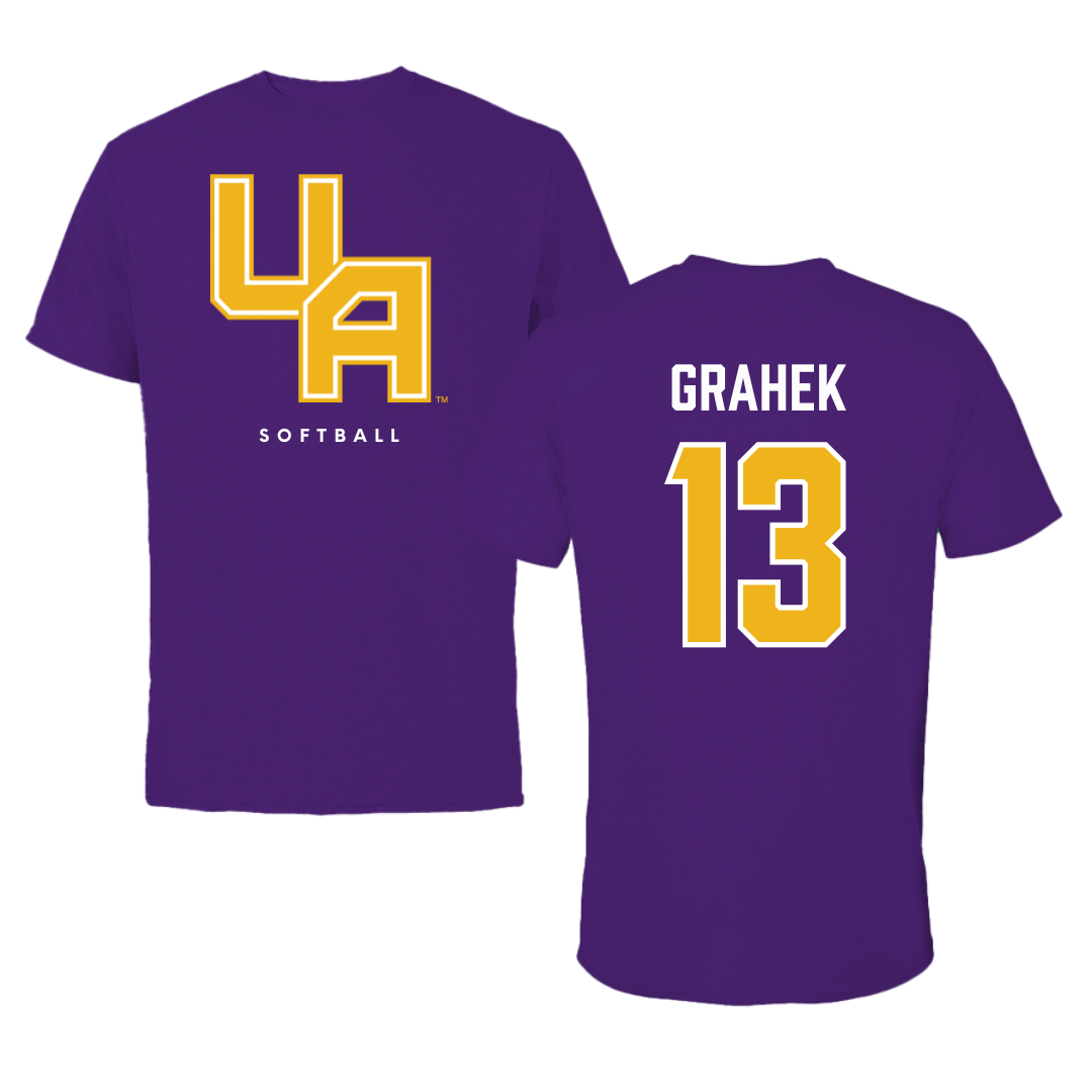 University at Albany Softball Purple Block Tee - #13 Deanna Grahek
