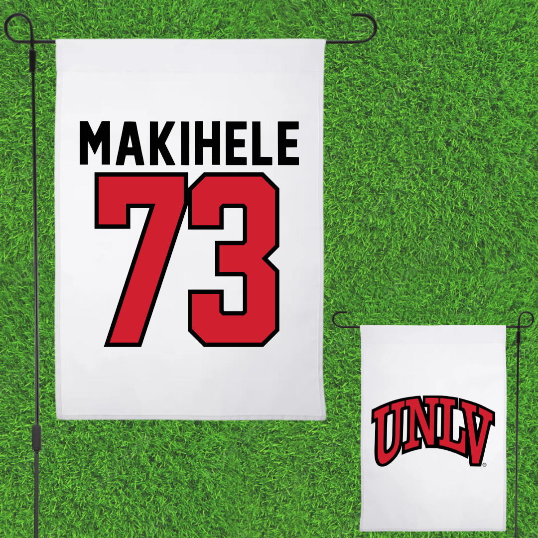 University of Nevada-Las Vegas Football White Garden Flag - #73 Alani Makihele