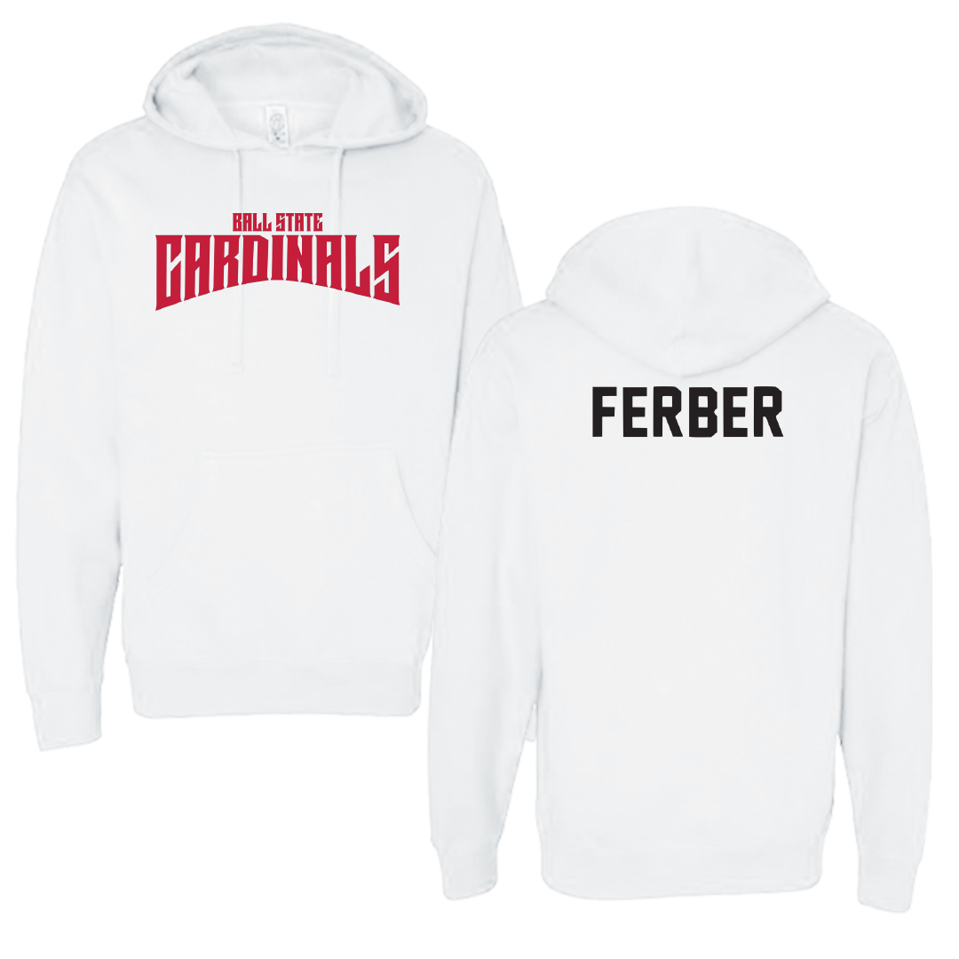 Ball State University Swimming & Diving White Classic Hoodie - Reeve Ferber