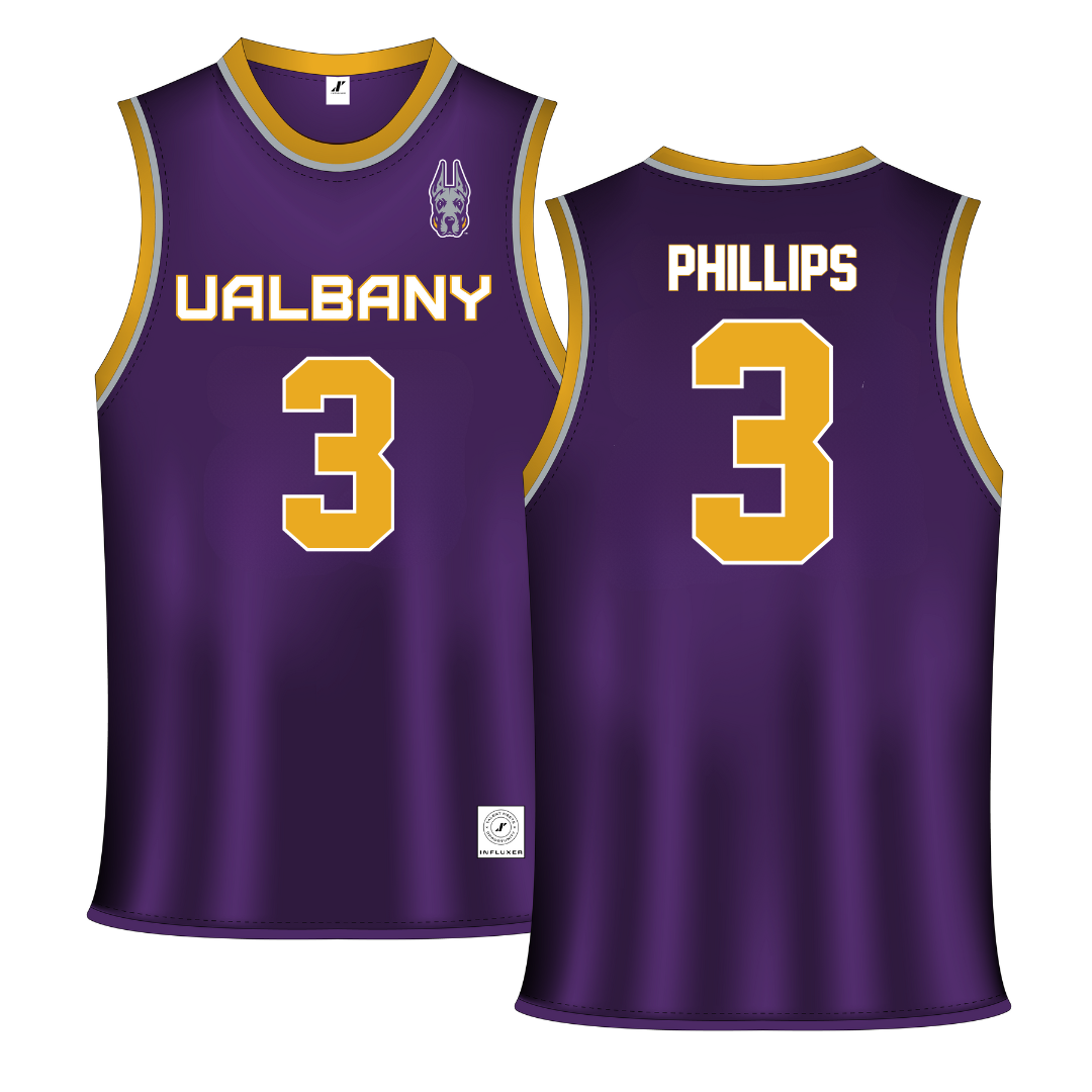 University at Albany Purple Basketball Jersey - #3 Lilly Phillips