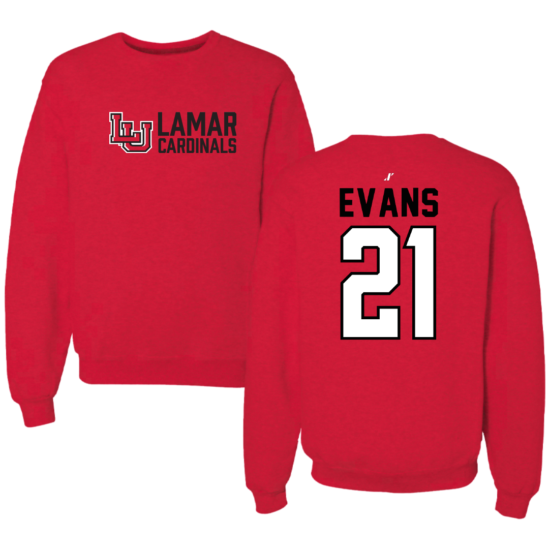 Lamar University Football Red General Crewneck - #21 Jamarion Evans