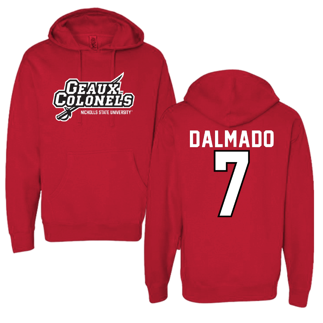Nicholls State University Football Red General Hoodie - #7 Jake Dalmado