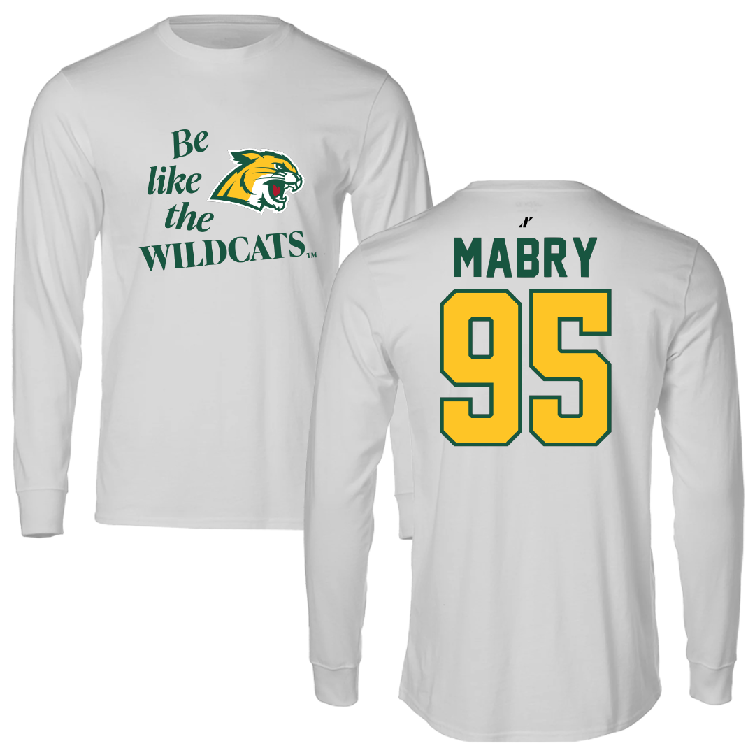 Northern Michigan University Football Light Gray Be Like Us Performance Long Sleeve - #95 Jhermari Mabry