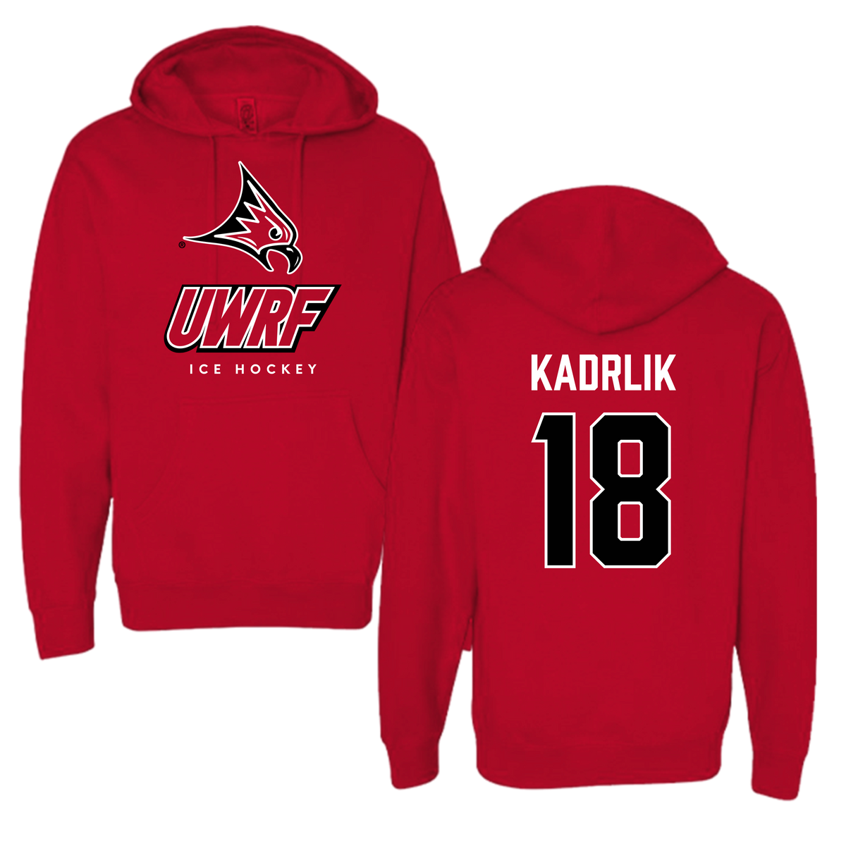 University of Wisconsin-River Falls Ice Hockey Red Hoodie - #18 Makenna Kadrlik