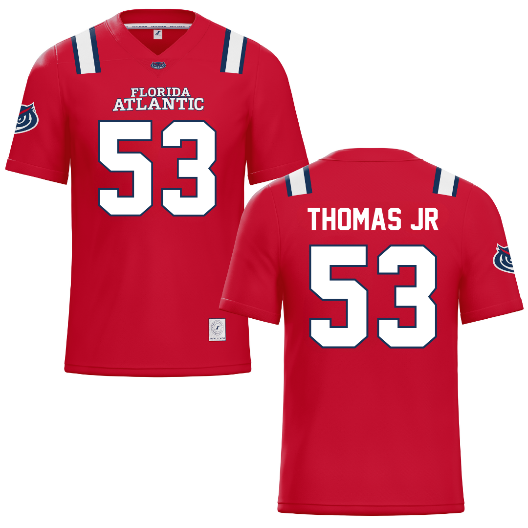 Florida Atlantic University Red Football Jersey - #53 Richard Thomas Jr