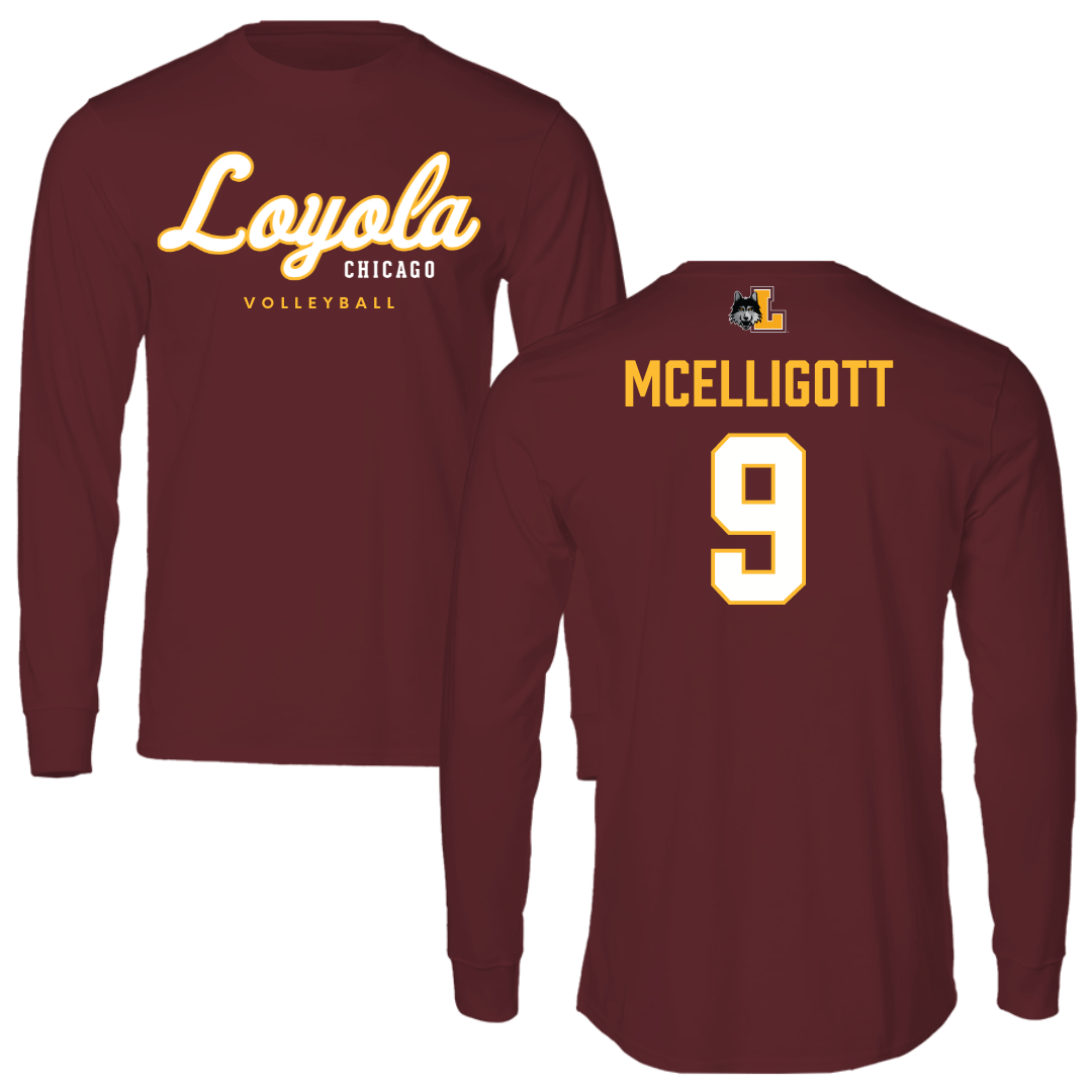 Loyola University-Chicago Volleyball Maroon Block Long Sleeve - #9 Ryan McElligott