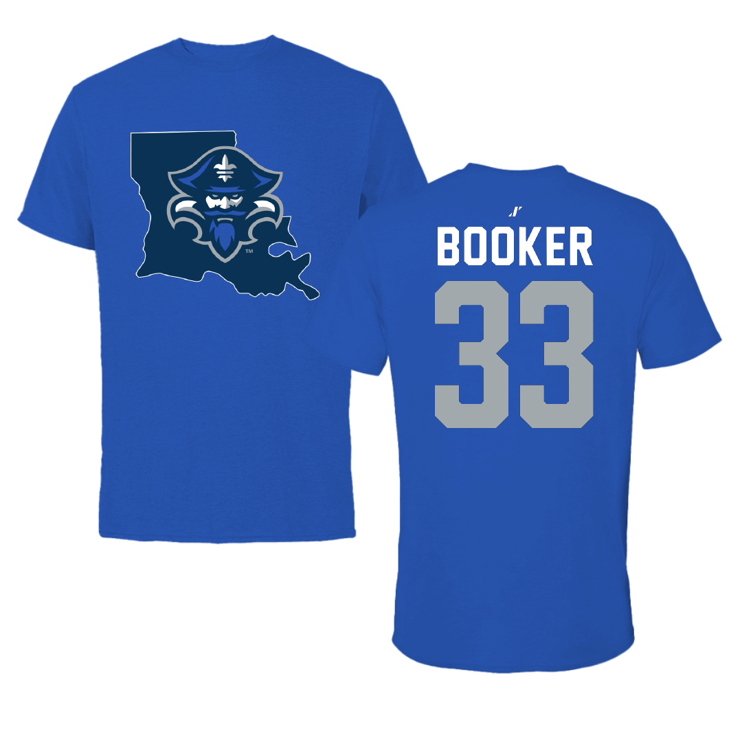University of New Orleans Basketball Blue State Tee - #33 Dorian Booker