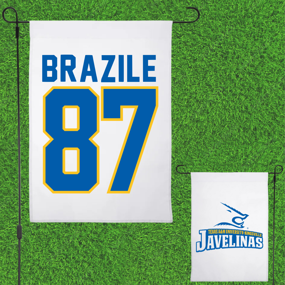 Texas A&M University-Kingsville Football White Garden Flag - #87 Vance Brazile