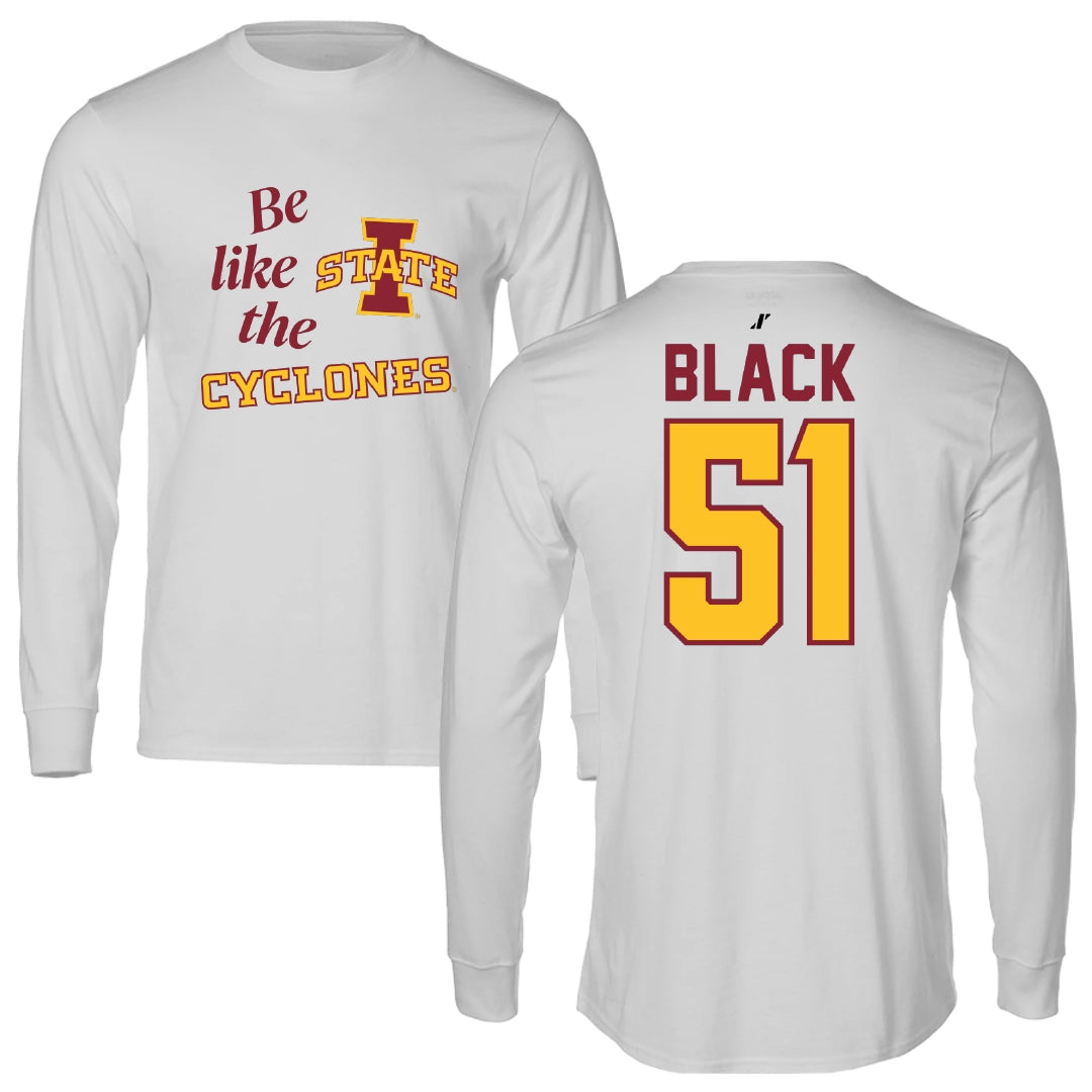 Iowa State University Football Light Gray Be Like Us Long Sleeve - #51 Brendan Black