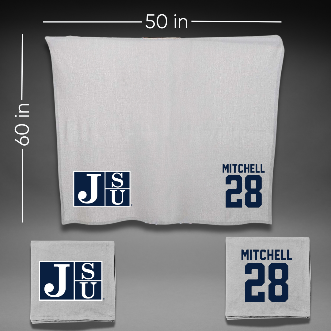 Jackson State University Football Gray Blanket - #28 Bruce Mitchell