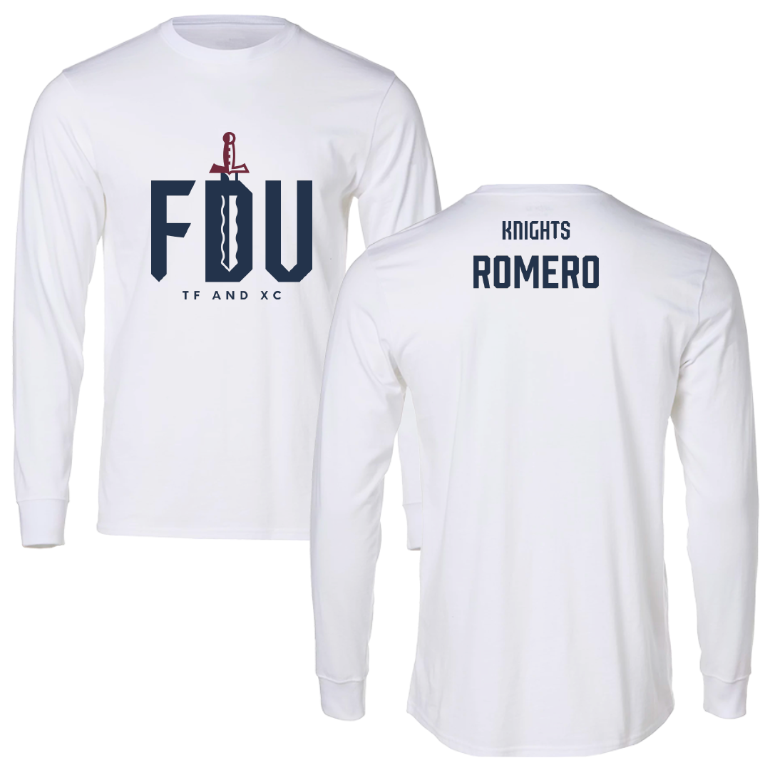 Fairleigh Dickinson University-Metropolitan Campus TF and XC White Performance Long Sleeve - Zander Romero