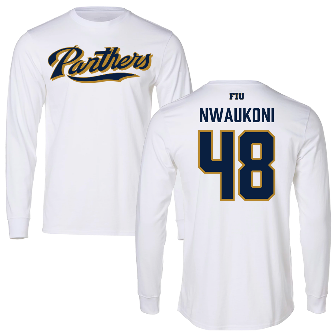 Florida International University Football White Panthers Long Sleeve - #48 Richard Nwaukoni