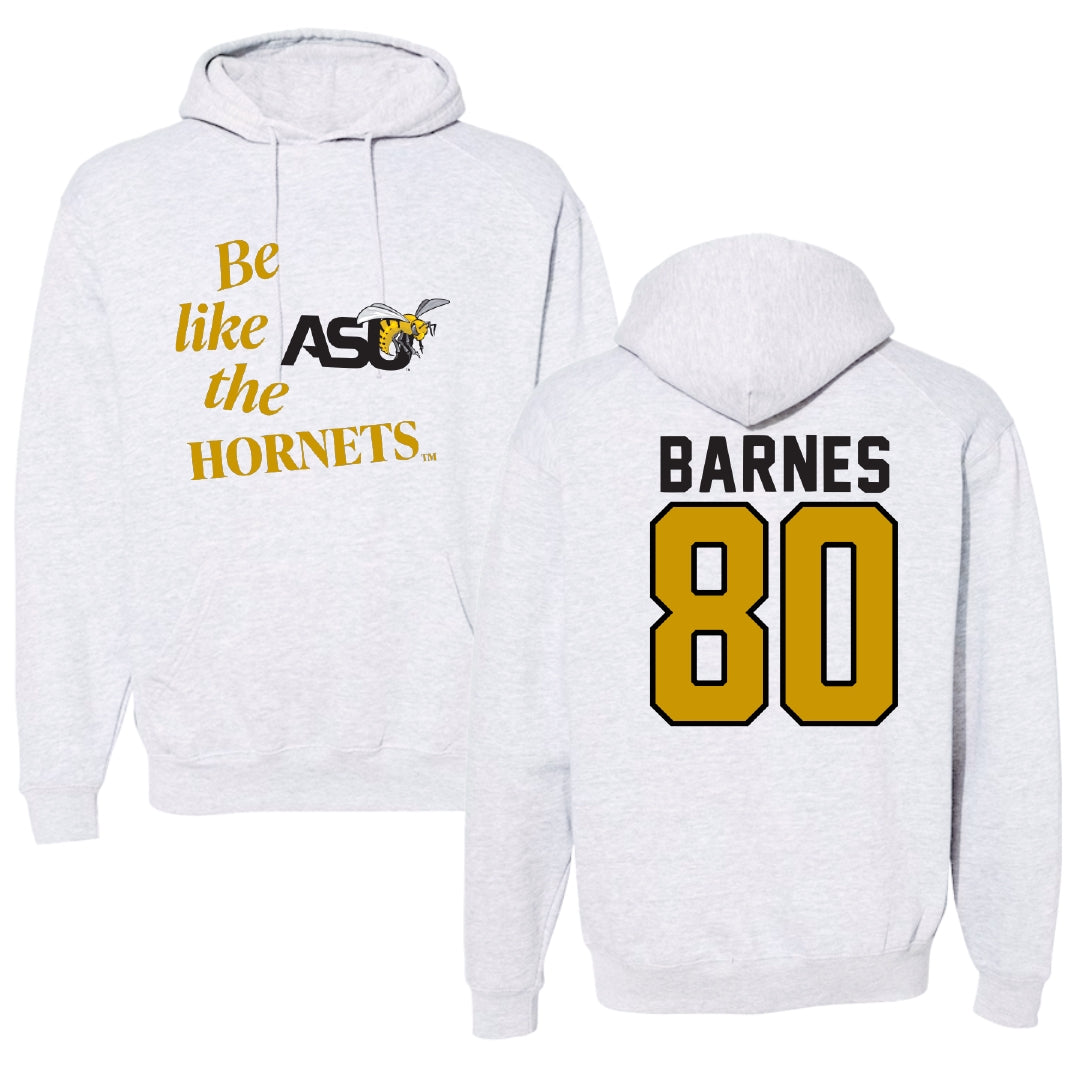 Alabama State University Football Light Gray Be Like Us Hoodie - #80 Khayman Barnes