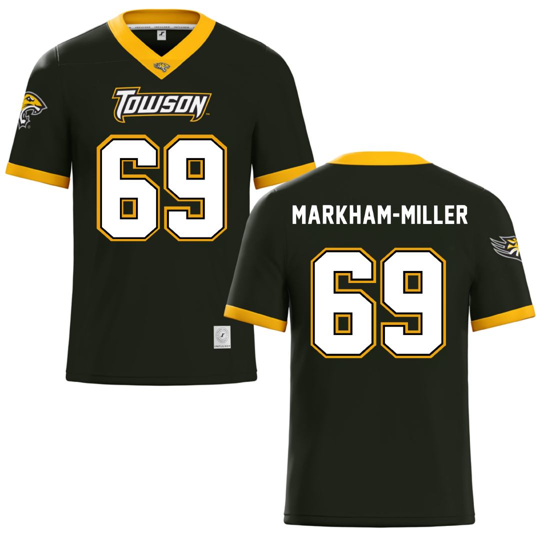 Towson University Black Football Jersey - #69 Ian Markham-Miller