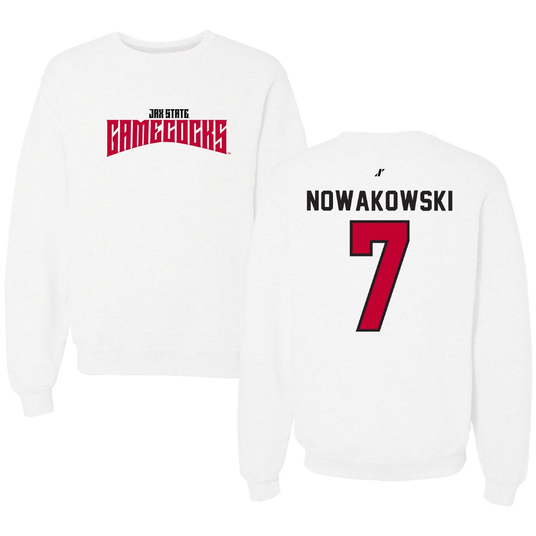 Jacksonville State University Softball White Classics Crewneck - #7 Morgan Nowakowski
