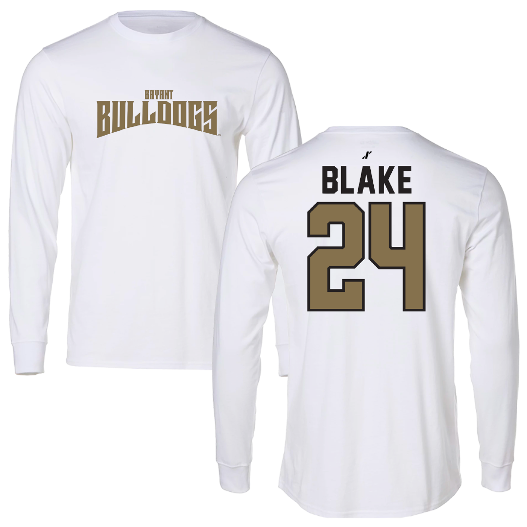 Bryant University Baseball White Classic Performance Long Sleeve - #24 Evan Blake