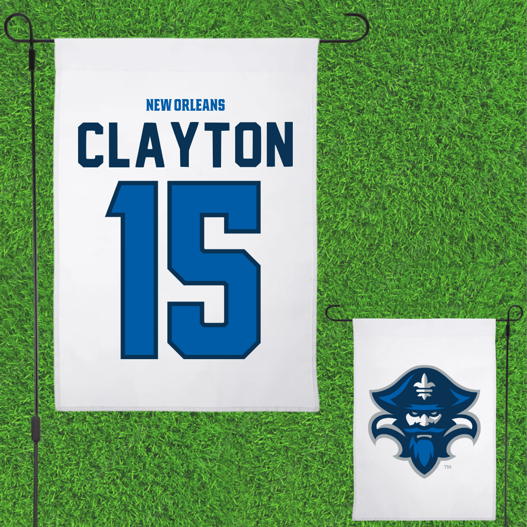 University of New Orleans Baseball White Garden Flag - #15 Canaan Clayton