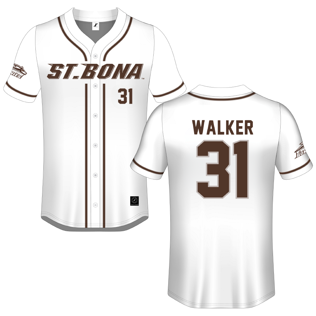 St. Bonaventure University White Button-Down Jersey - #31 Kade Walker