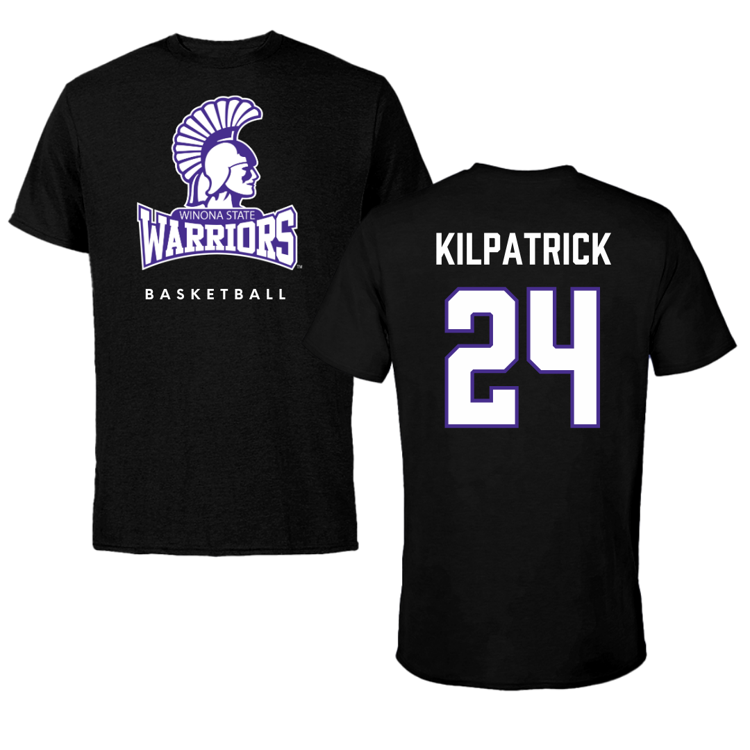 Winona State University Basketball Black Performance Tee - #24 Emmaline Kilpatrick