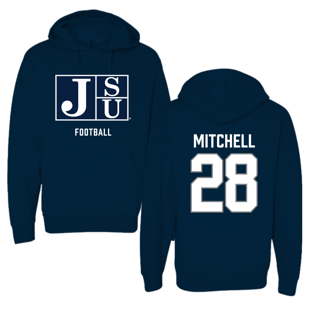 Jackson State University Football Navy Hoodie - #28 Bruce Mitchell