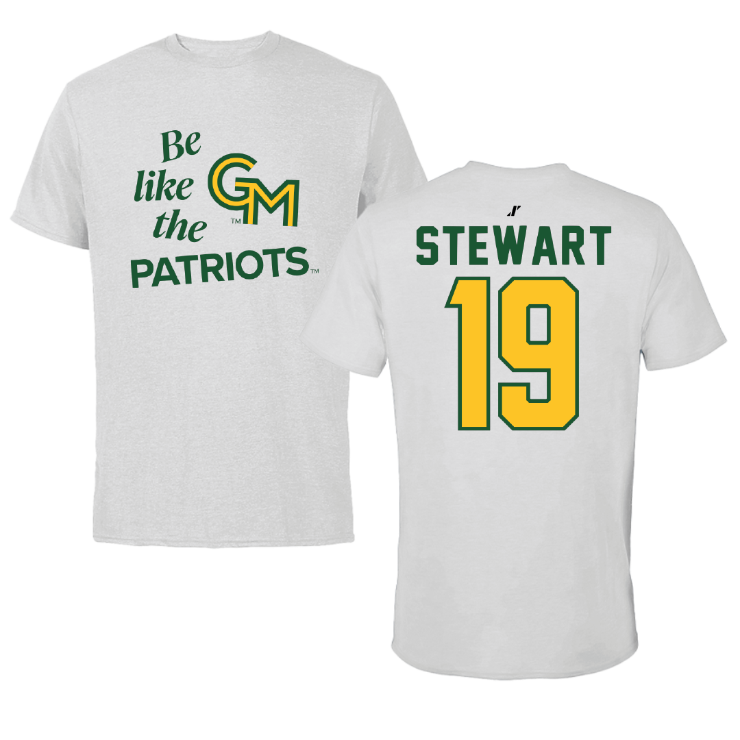 George Mason University Baseball Light Gray Be Like Us Performance Tee - #19 Owen Stewart