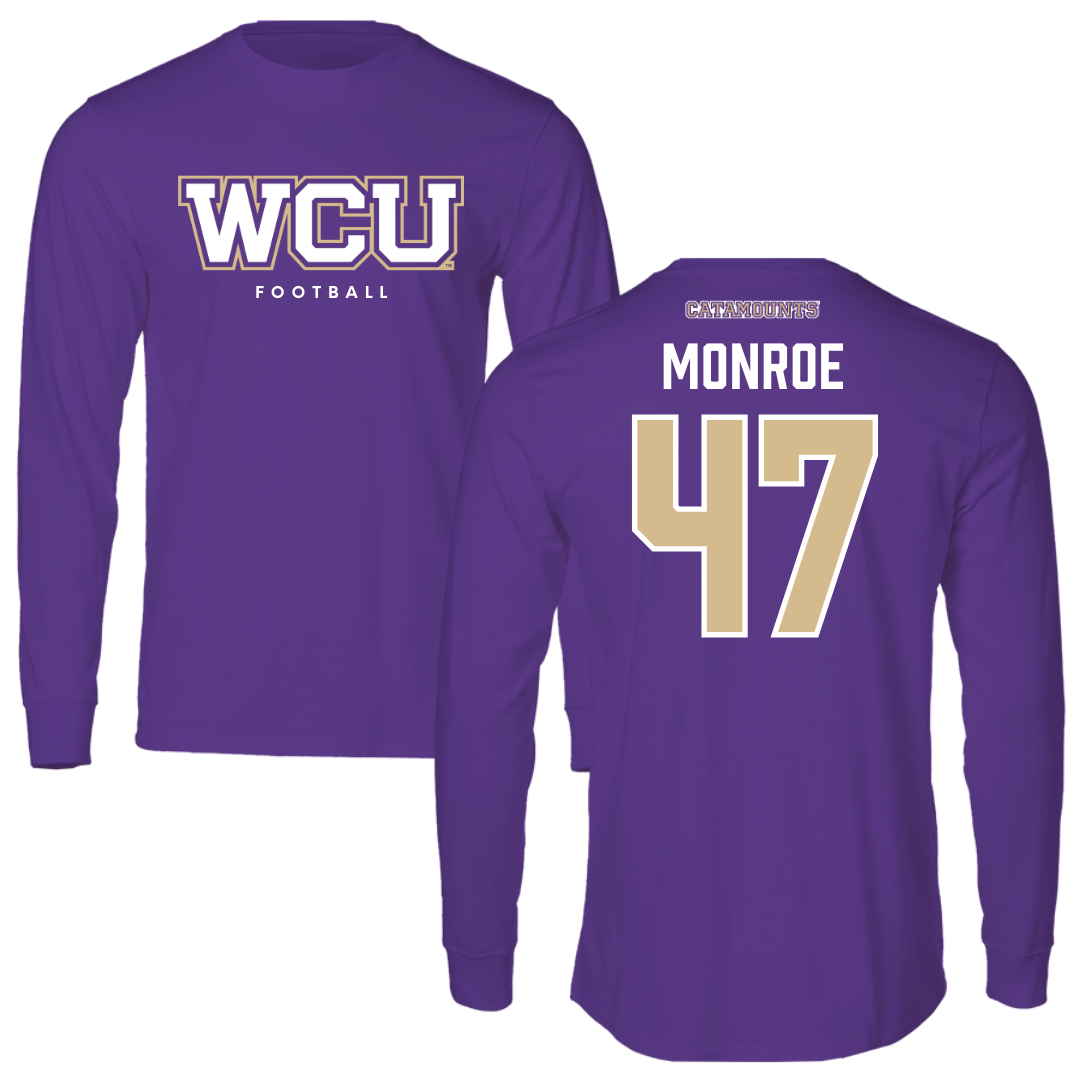 Western Carolina University Football Royal Purple Performance Long Sleeve - #47 Blue Monroe