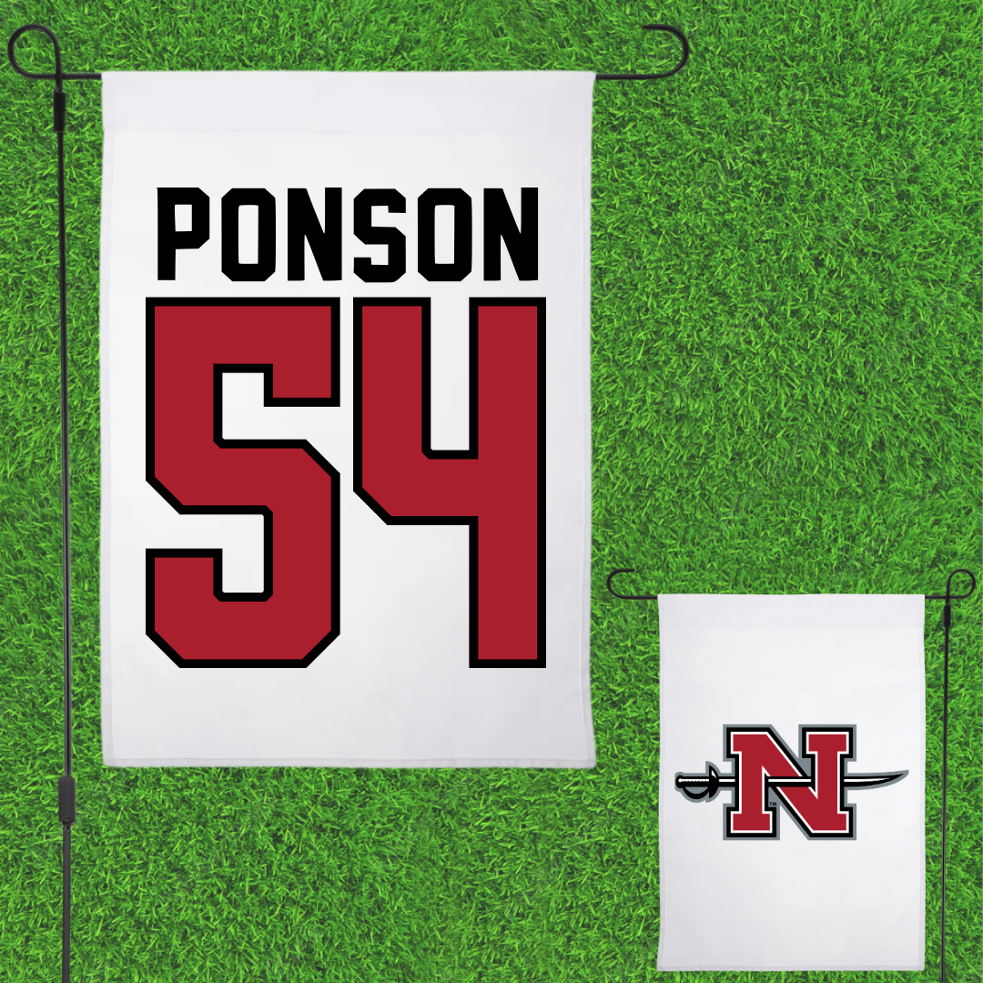 Nicholls State University Football White Garden Flag - #54 Aaron Ponson