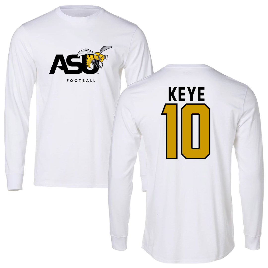 Alabama State University Football White Performance Long Sleeve - #10 Kareem Keye