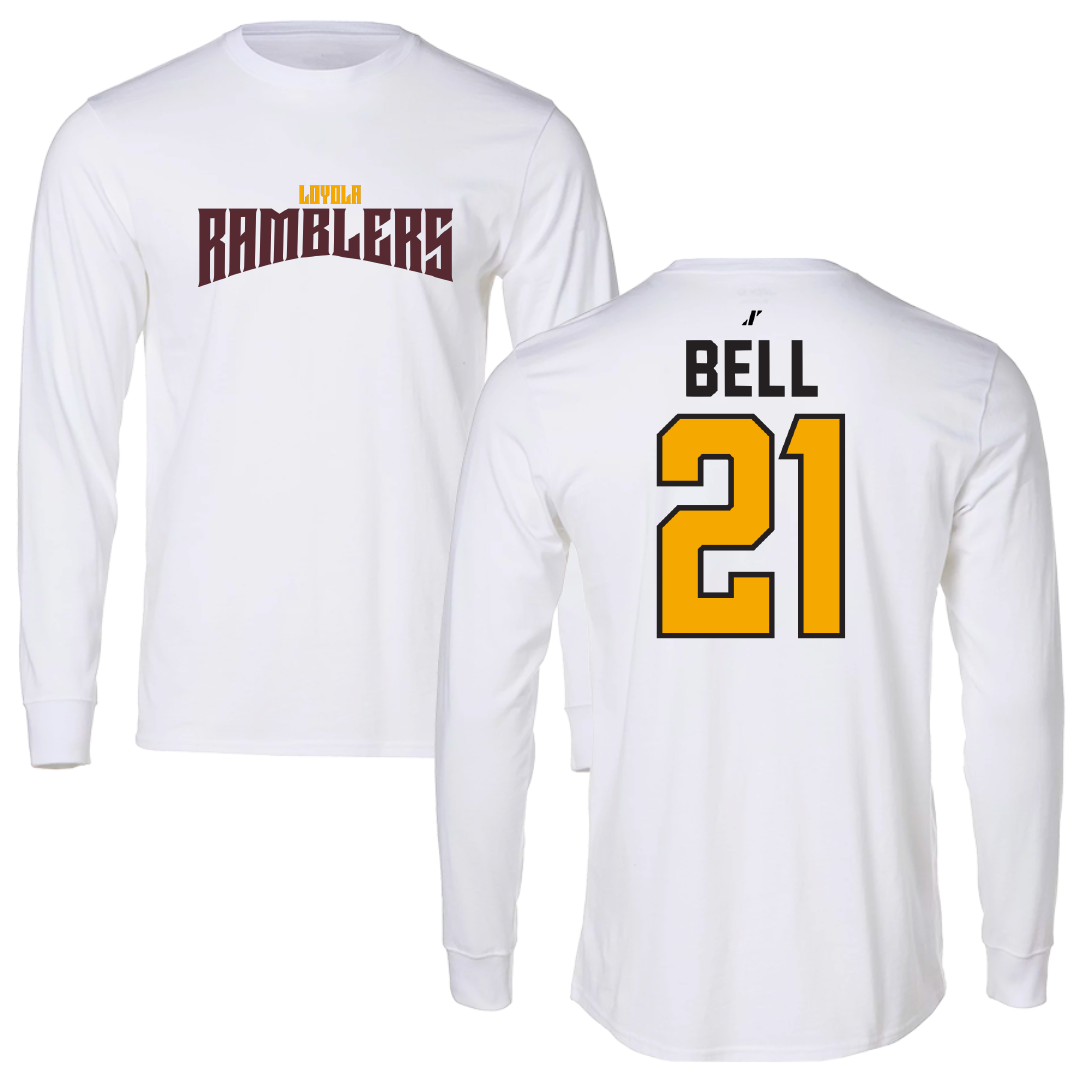 Loyola University-Chicago Volleyball White Classic Performance Long Sleeve - #21 Brad Bell