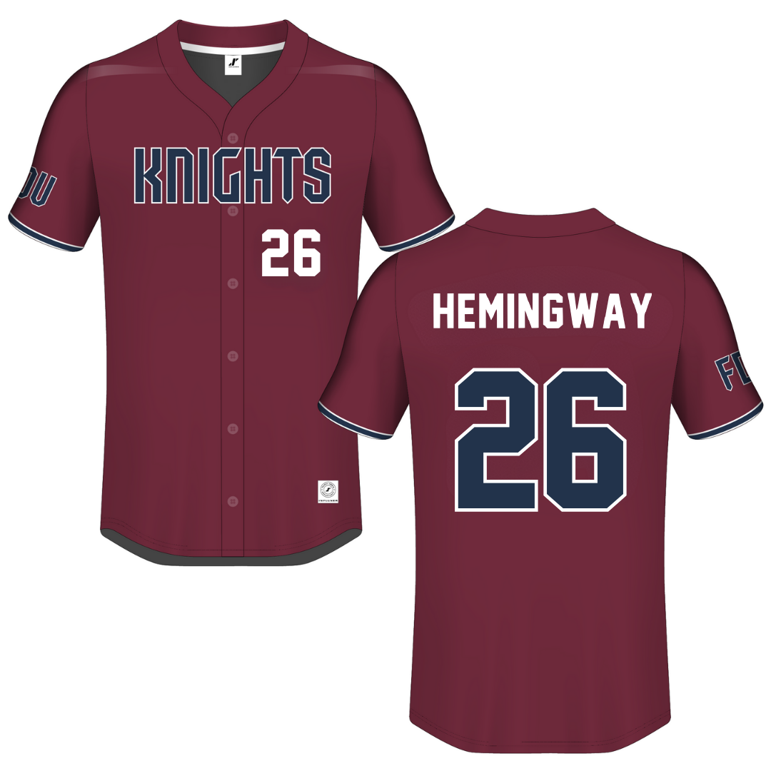Fairleigh Dickinson University-Metropolitan Campus Maroon Button-Down Jersey - #26 Jordyn Hemingway