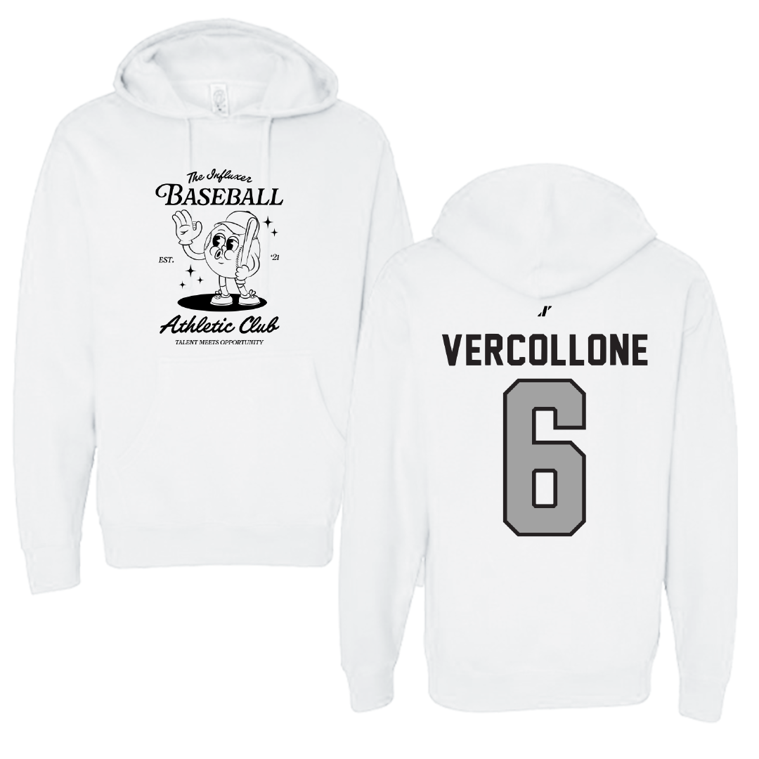 Baseball White Influxer Athletic Club Hoodie - #6 Conner Vercollone