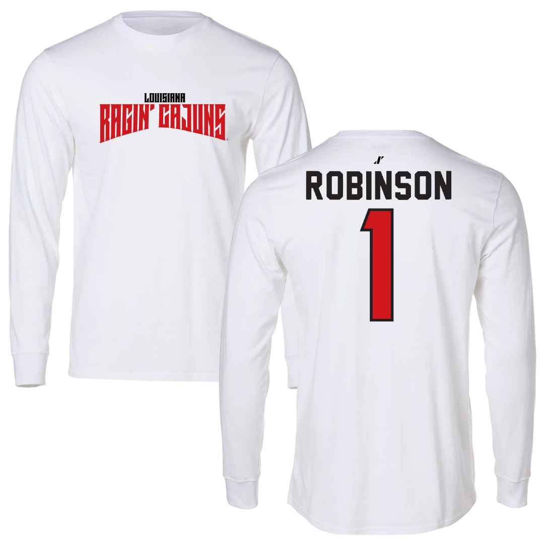 University of Louisiana at Lafayette Basketball White Classic Long Sleeve - #1 Tamiah Robinson