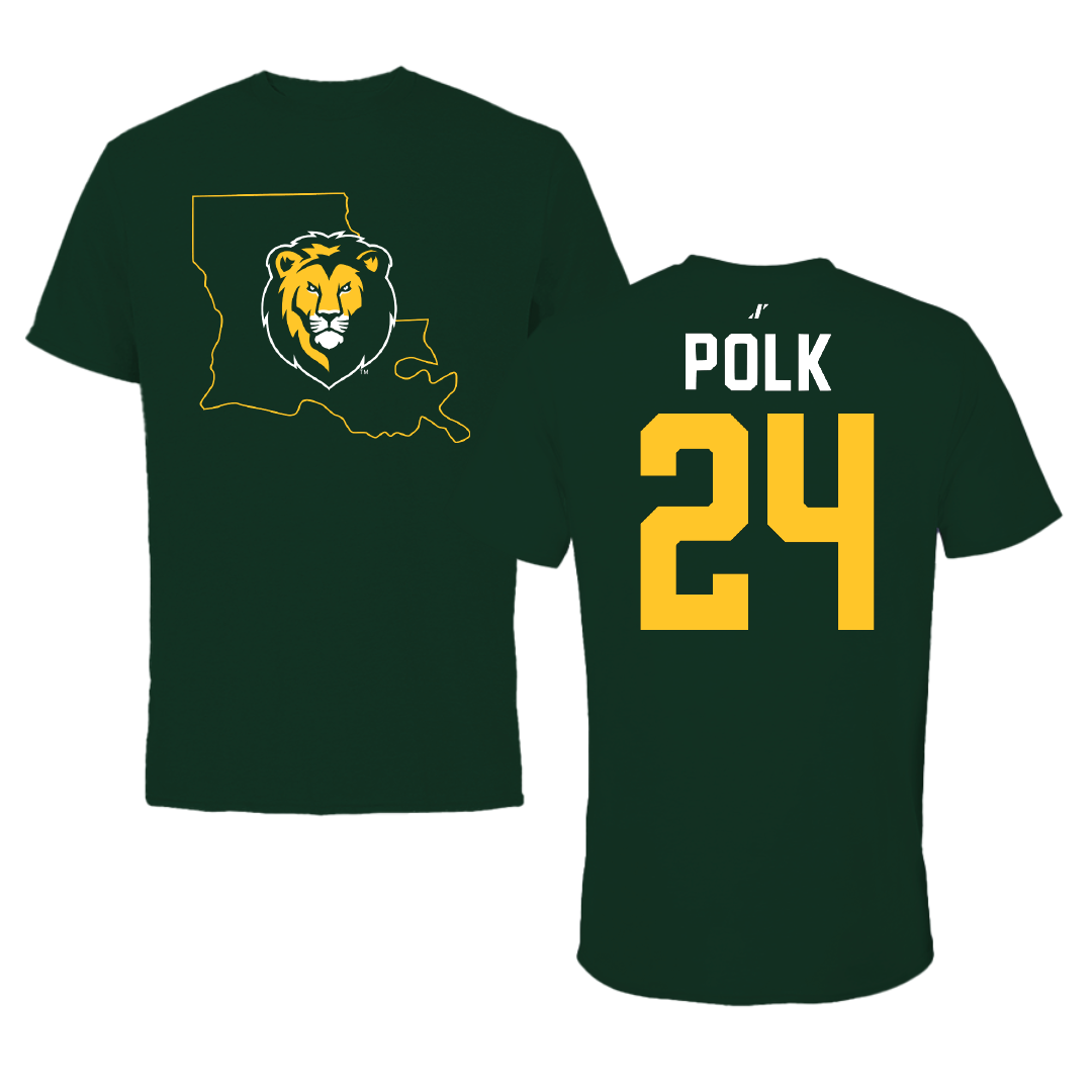 Southeastern Louisiana University Baseball Forest Green State Tee - #24 Lakin Polk