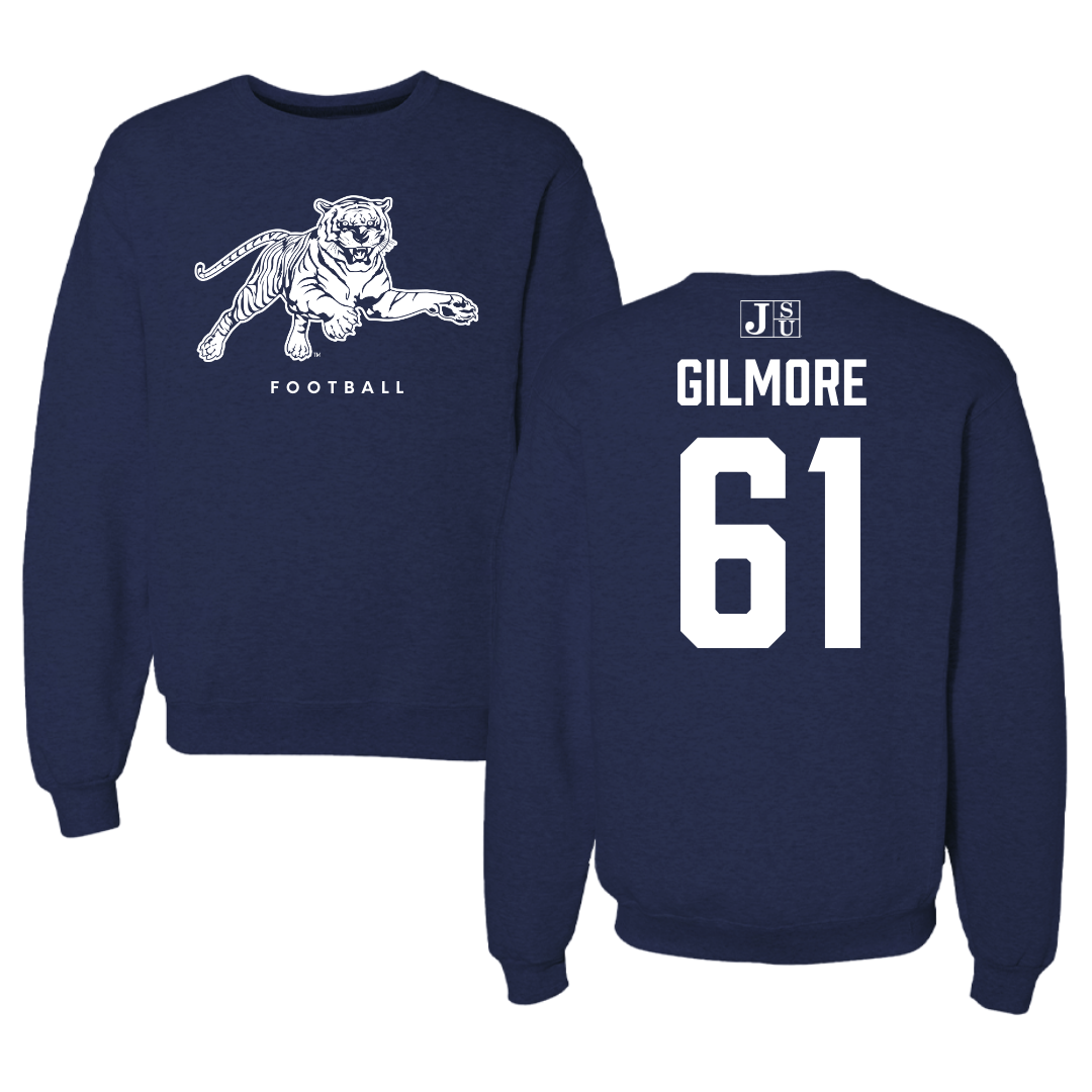 Jackson State University Football Navy Crewneck - #61 Zyon Gilmore