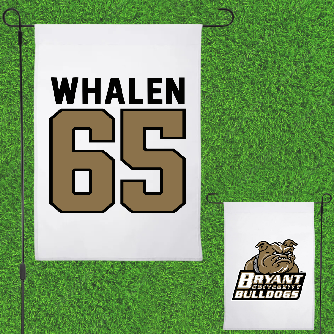 Bryant University Football White Garden Flag - #65 Wyatt Whalen
