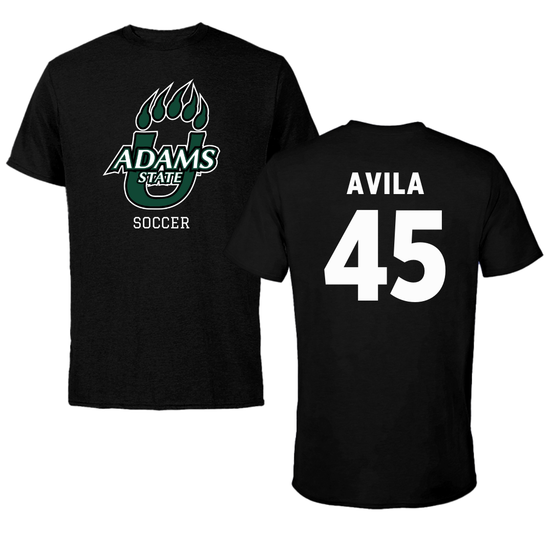 Adams State University Soccer Black State Tee - #45 Caleb Avila