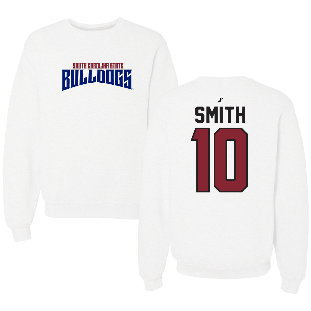 South Carolina State University Football White Classic Crewneck - #10 Tyler Smith