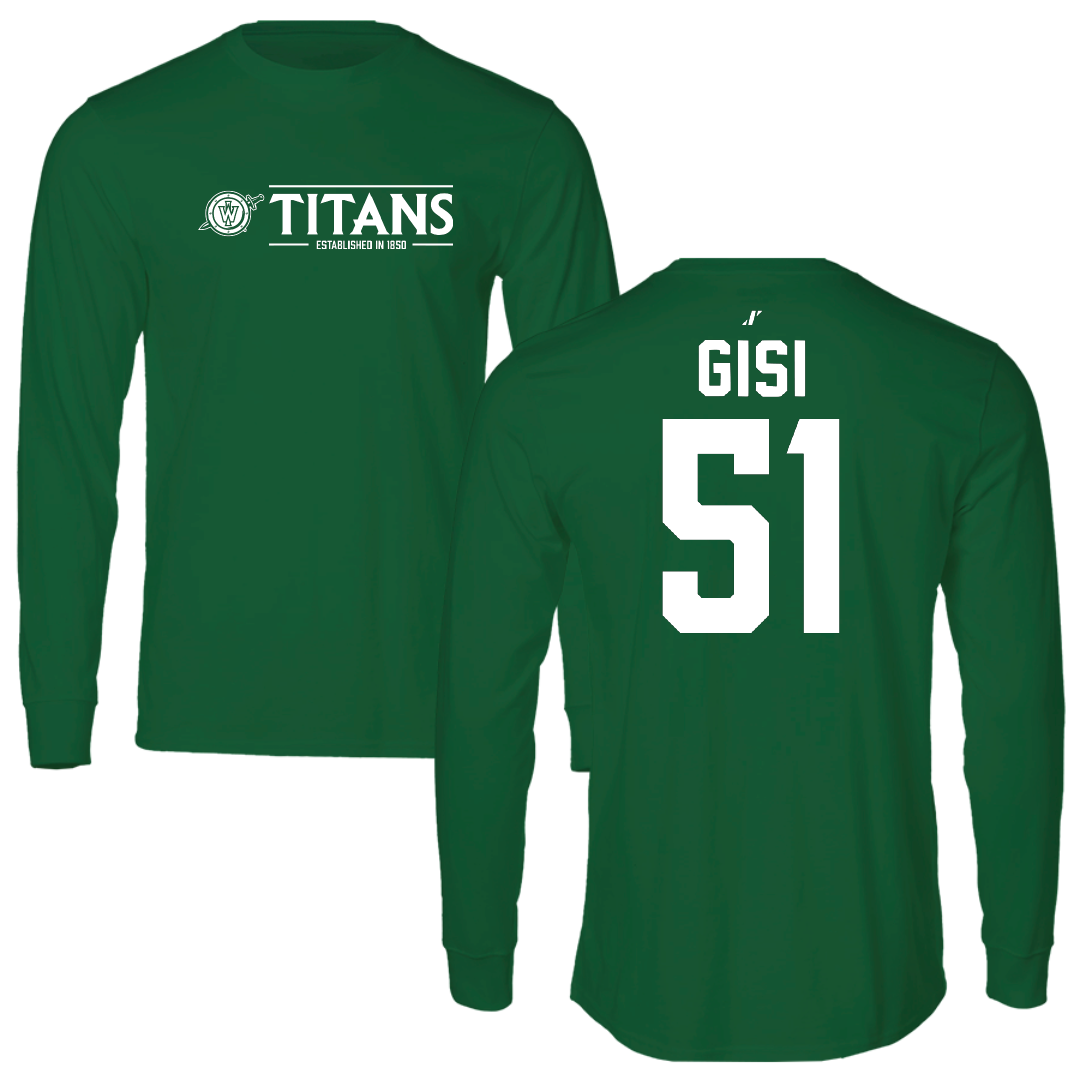 Illinois Wesleyan University Lacrosse Green General Long Sleeve - #51 Jake Gisi