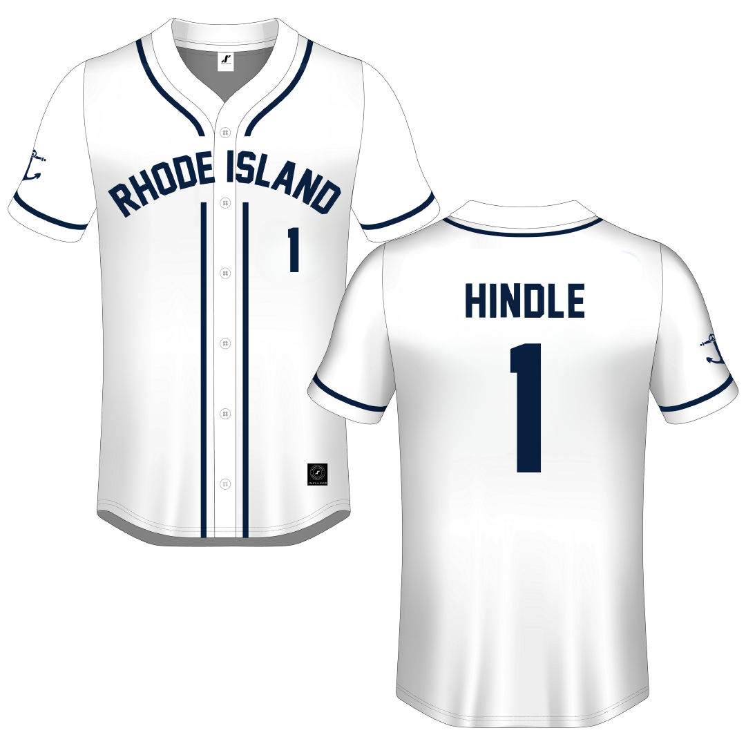 University of Rhode Island White Button-Down Jersey - #1 Will Hindle