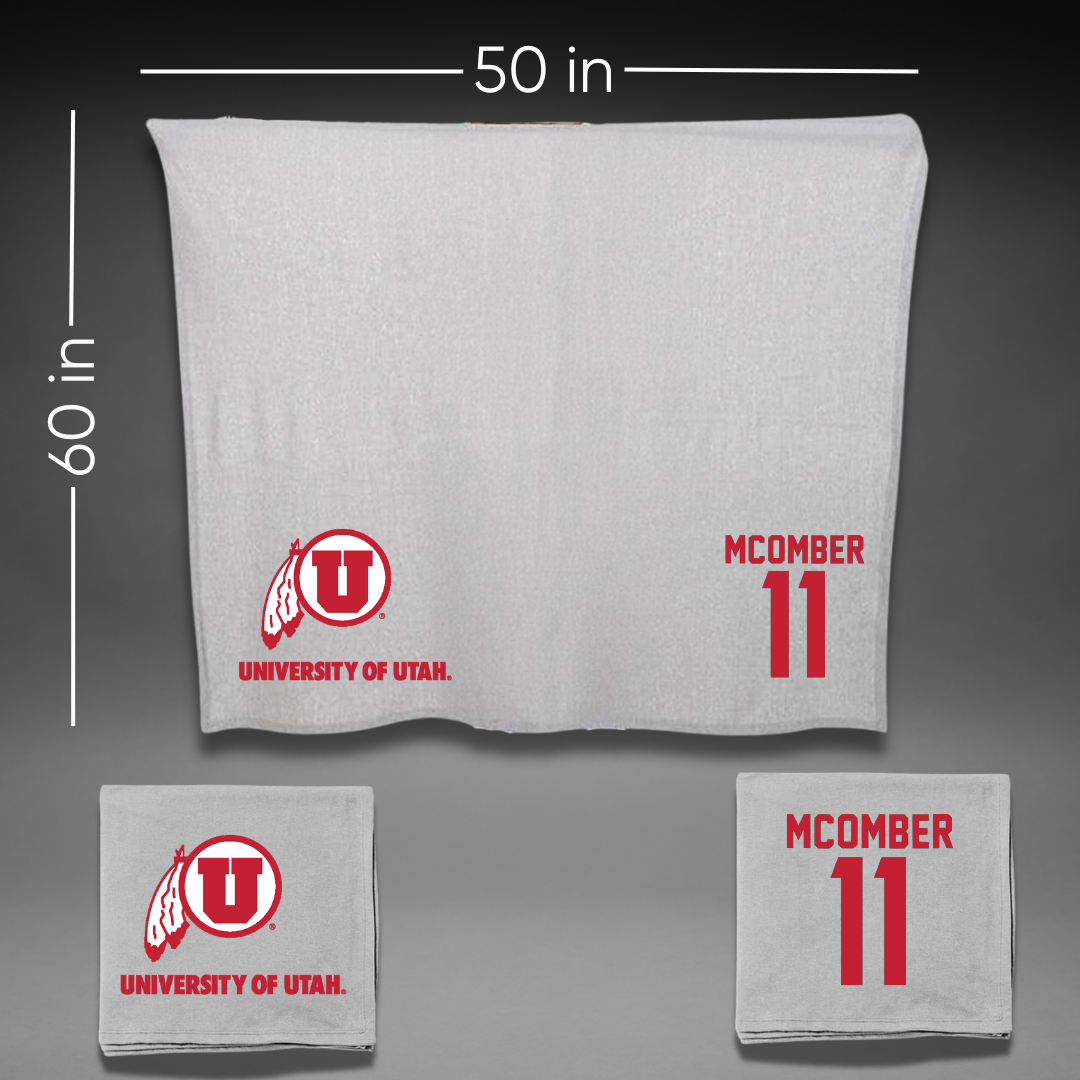 University of Utah Beach Volleyball Gray Blanket - #11 Azure McOmber