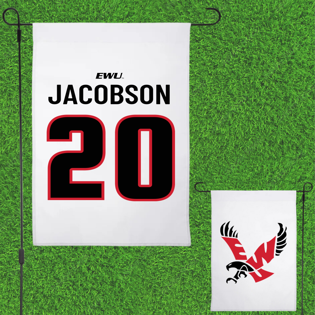 Eastern Washington University Football White Garden Flag - #20 Tyson Jacobson
